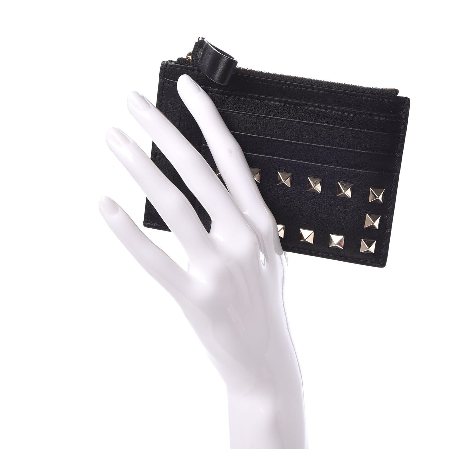 Vitello Rockstud Coin Case Card Holder Black