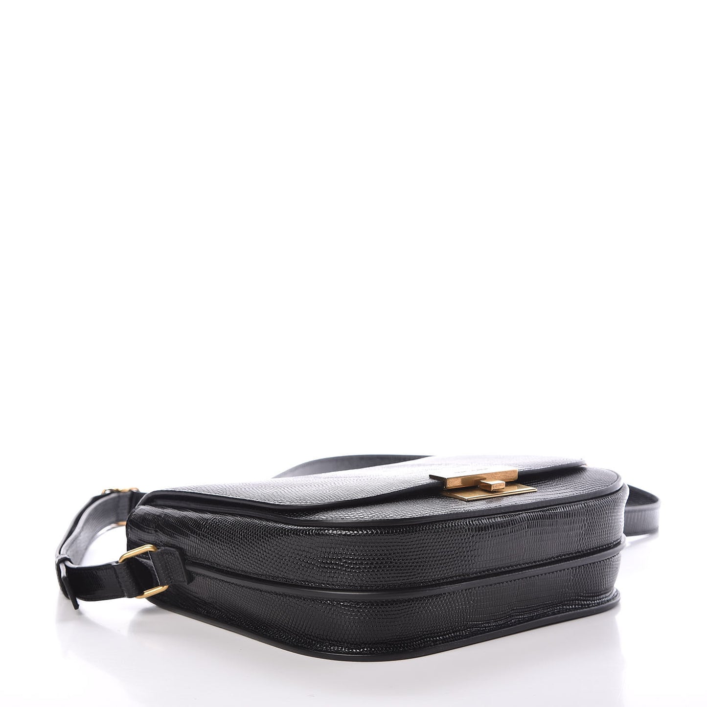 Lizard Calfskin Embossed Betty Messenger Black