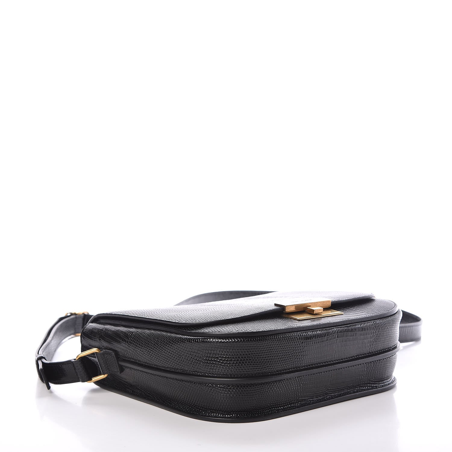 Saint Laurent Lizard Calfskin Embossed Betty Messenger Black 4 of 9