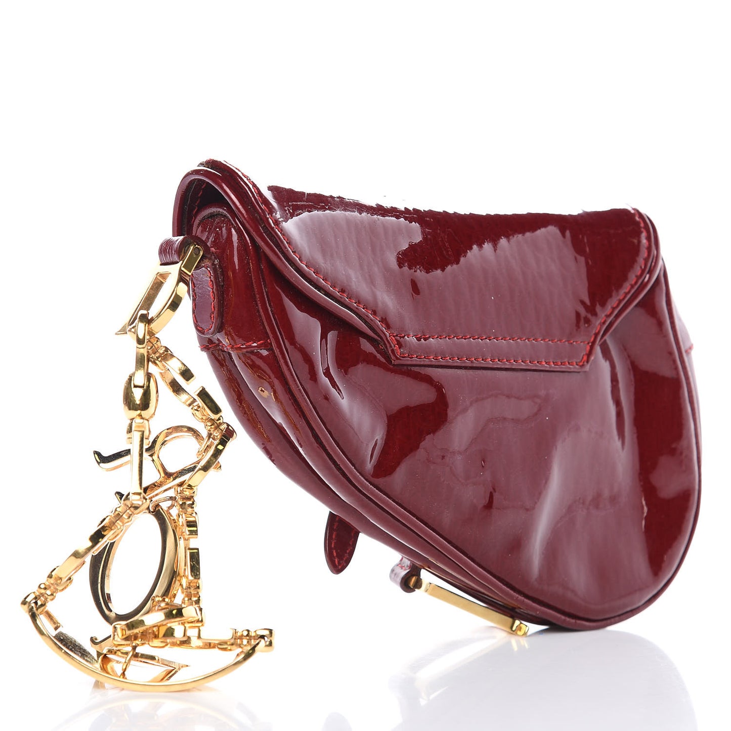 Patent Diorissimo Saddle Wristlet Dark Red
