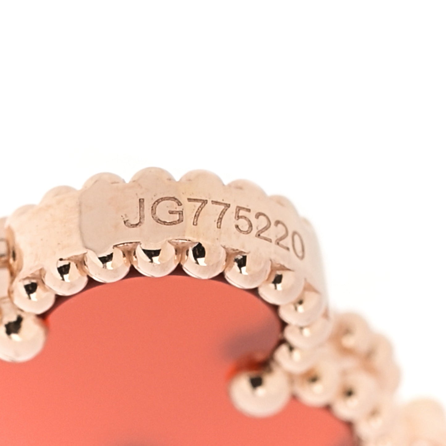 18K Rose Gold Carnelian 5 Motifs Guilloche Vintage Alhambra Bracelet