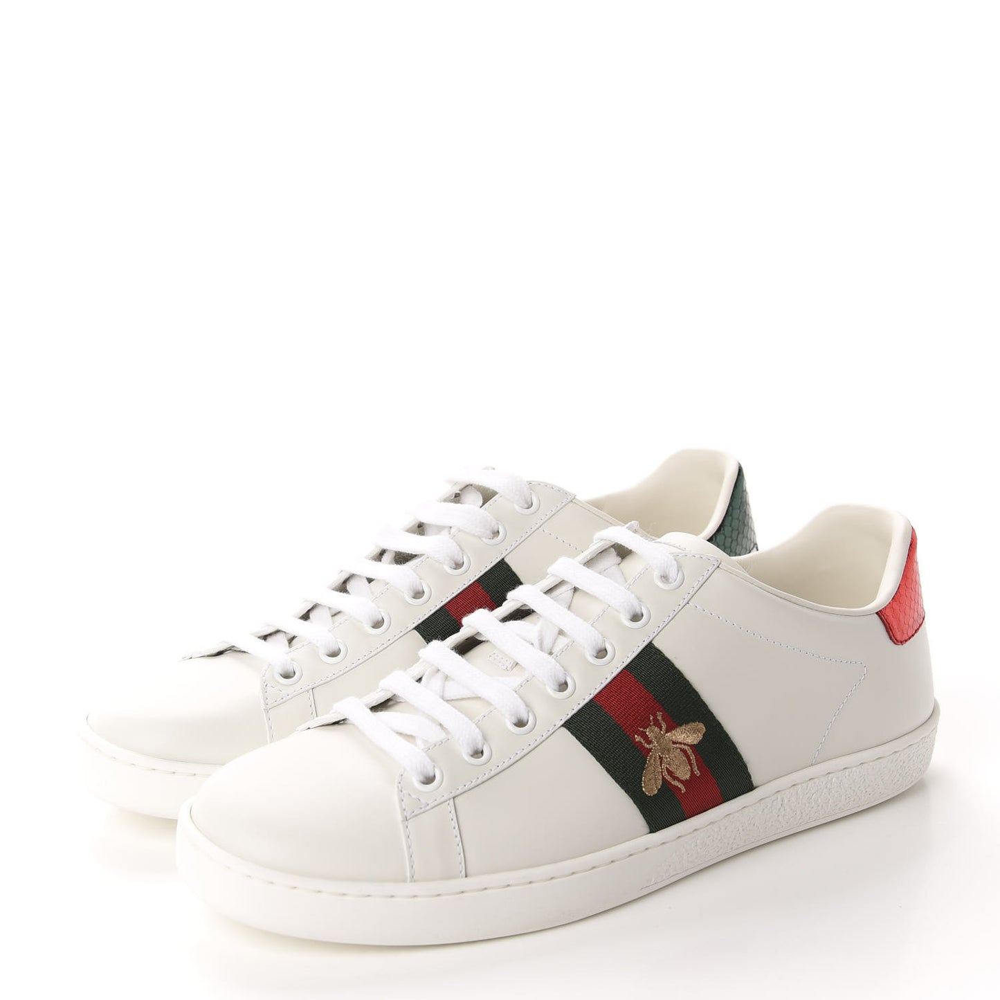 Calfskin Ayers Web Bee Embroidered Womens Ace Sneakers 38.5 White Green