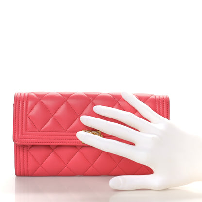 Chanel Lambskin Quilted Large Boy Gusset Flap Wallet Pink 2 of 12