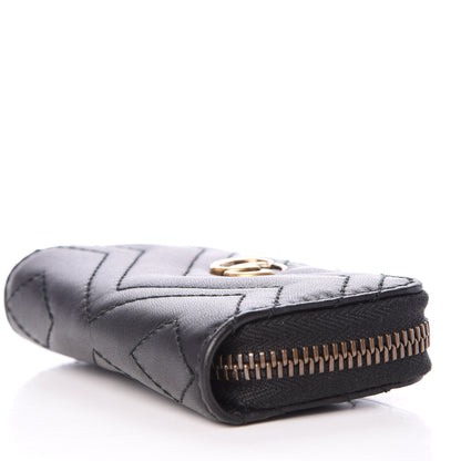 Gucci Calfskin Matelasse GG Marmont Zip Around Key Case Black 8 of 9