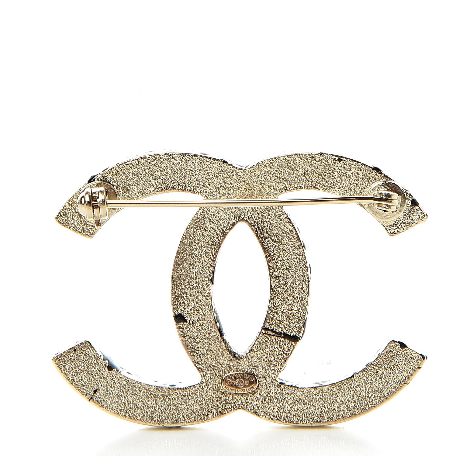 Chanel Matte Jackson Pollock Splattered Paint CC Brooch Gold Black 3 of 5