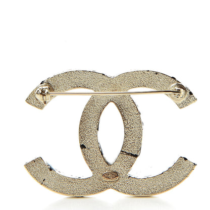 Chanel Matte Jackson Pollock Splattered Paint CC Brooch Gold Black 3 of 5