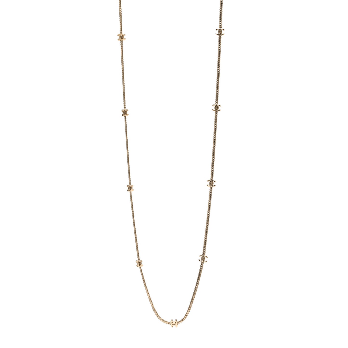 Metal CC Long Chain Necklace Gold