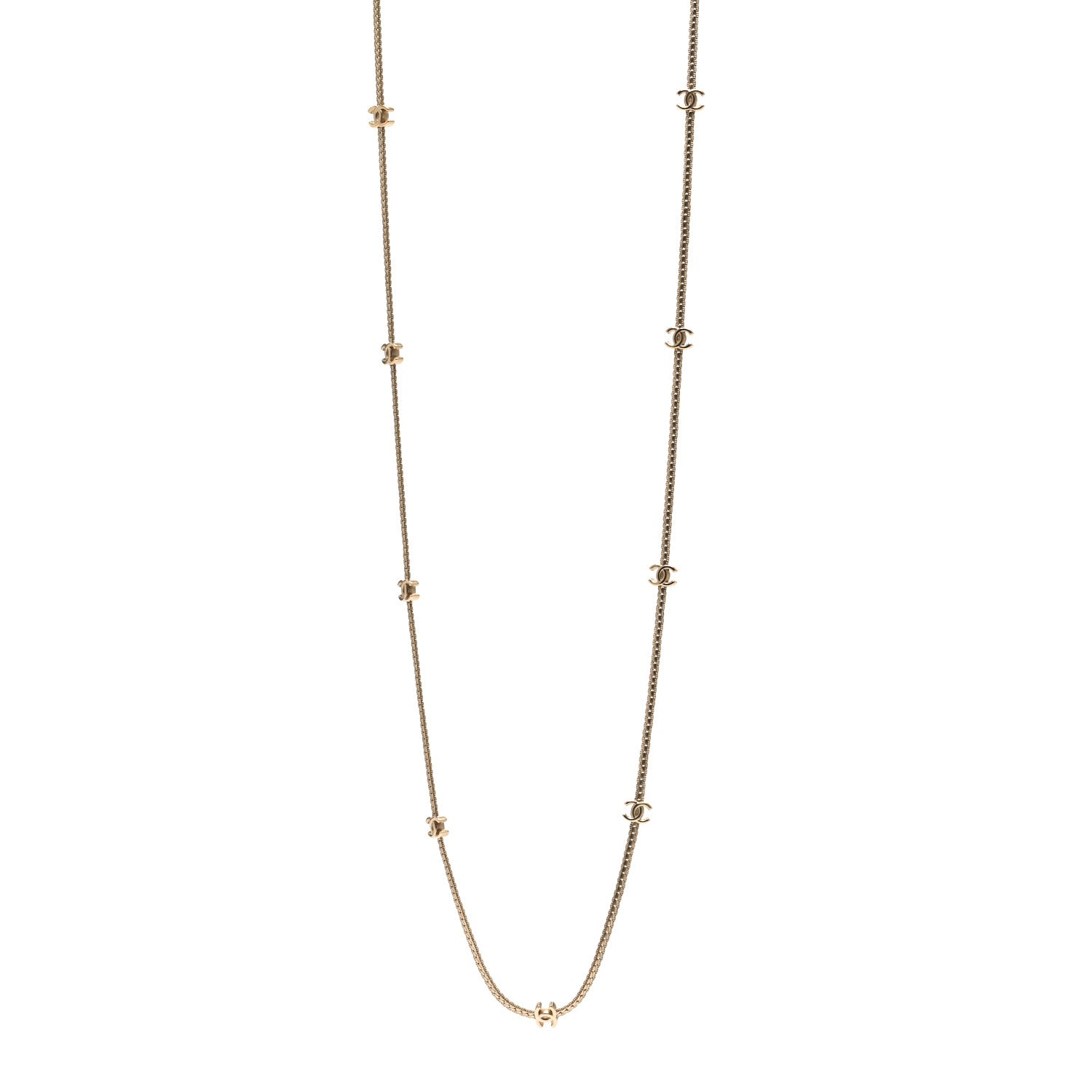 Chanel Metal CC Long Chain Necklace Gold 1 of 6