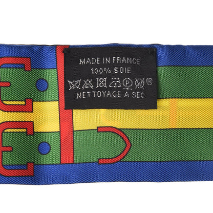 Hermes Silk Rocabar Twilly Bleu Royal Jaune Vert 4 of 5