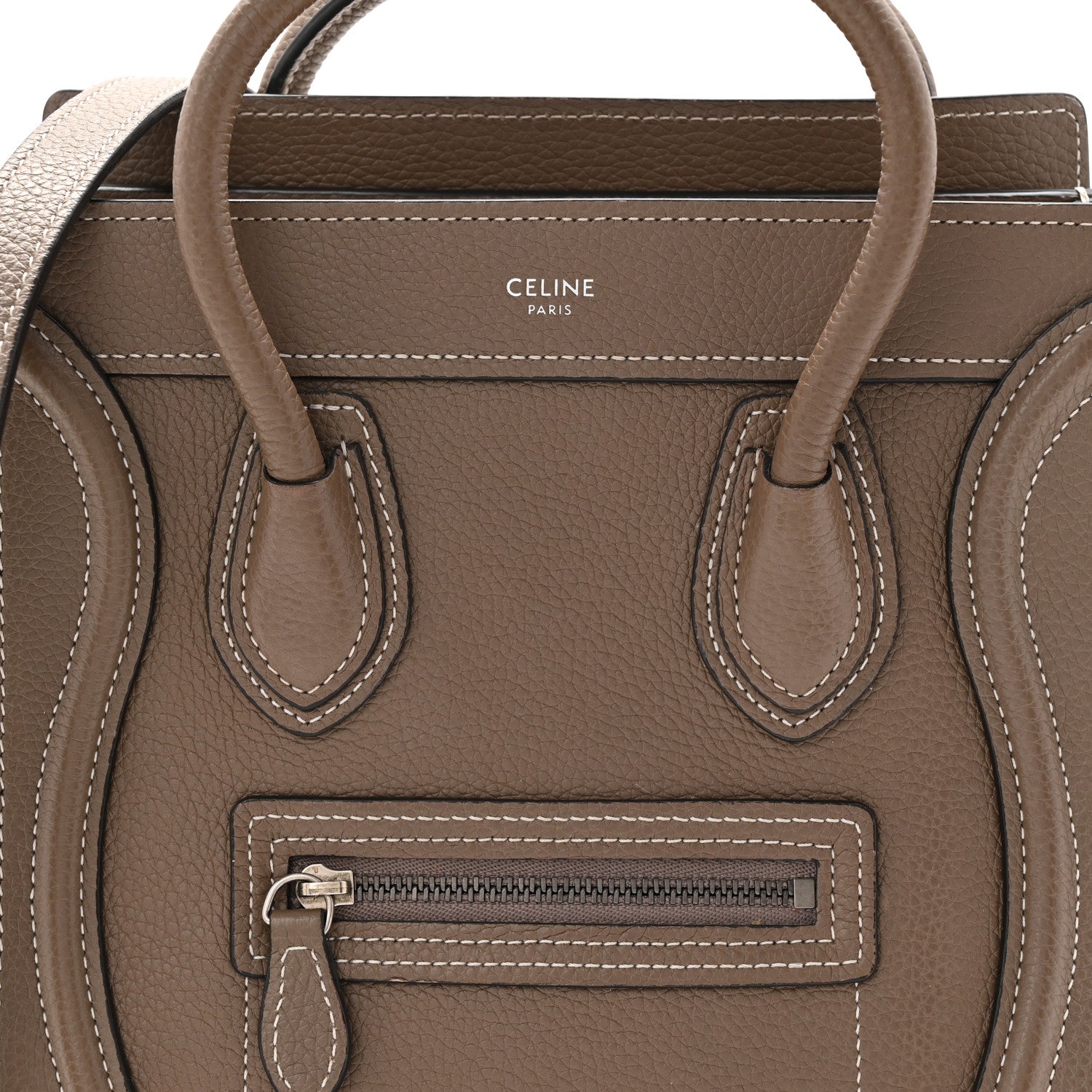 Celine Drummed Calfskin Nano Luggage Souris 16 of 21