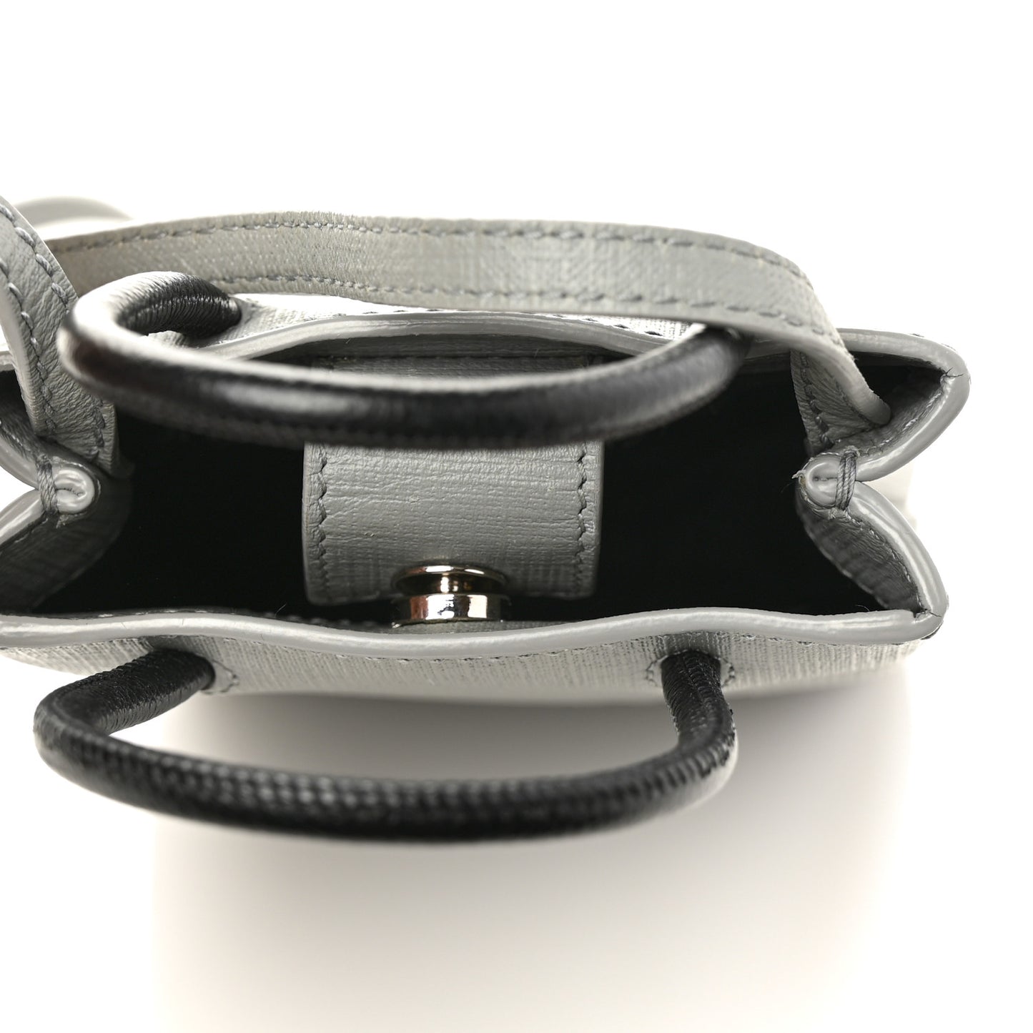 Squared Calfskin Logo Shopping Phone Holder Bag Balenciaga Grey