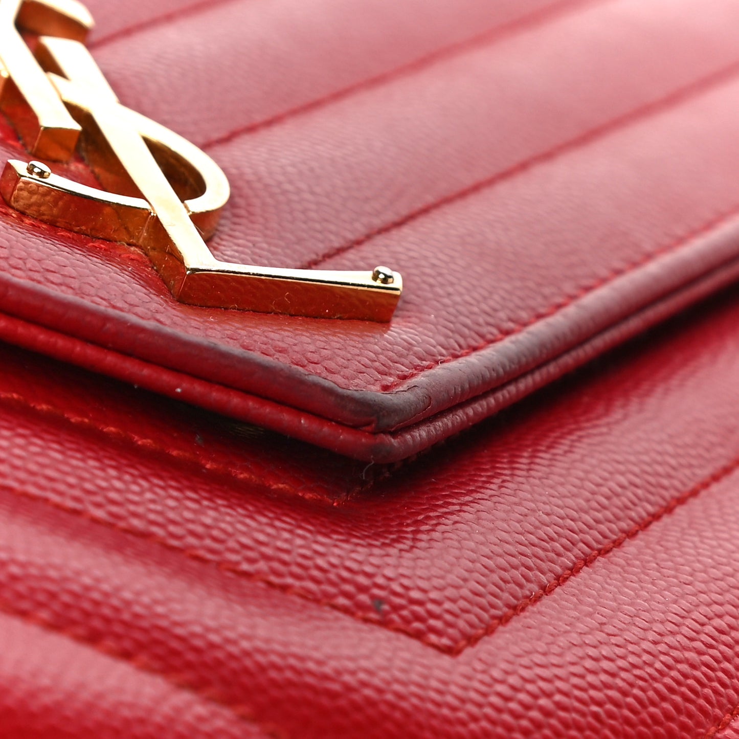 Grain De Poudre Matelasse Chevron Monogram Chain Wallet New Red