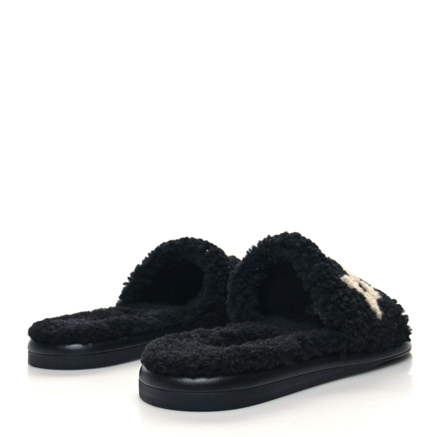 Louis Vuitton Shearling Magnetic Flat Mule 37 Black 4 of 8