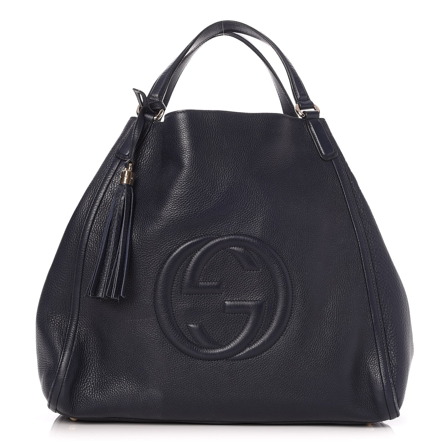 Gucci Pebbled Calfskin Large Soho Shoulder Bag Blue 1 of 9