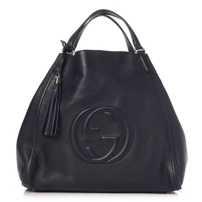 Gucci Pebbled Calfskin Large Soho Shoulder Bag Blue 1 of 9