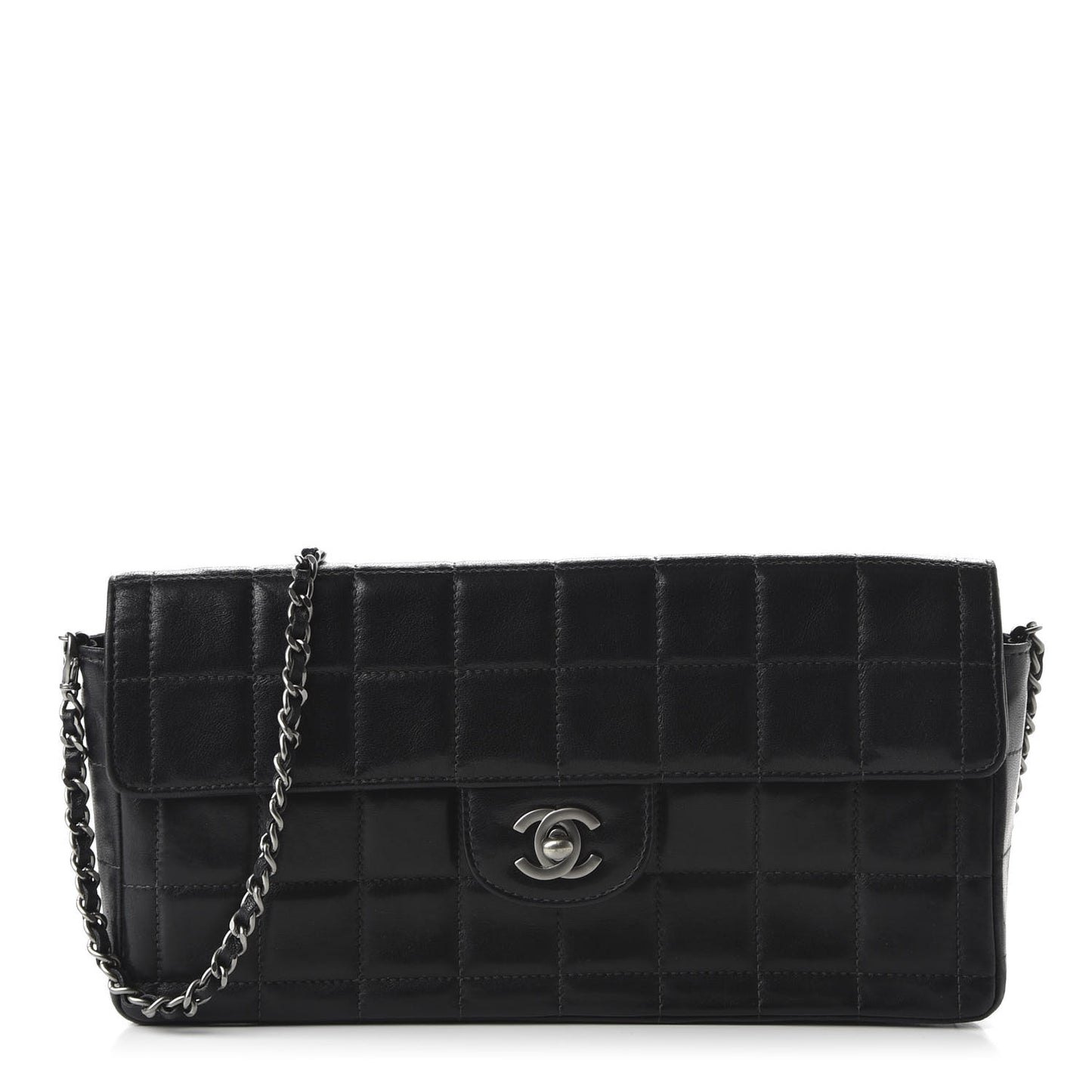 Lambskin East West Chocolate Bar Flap Black
