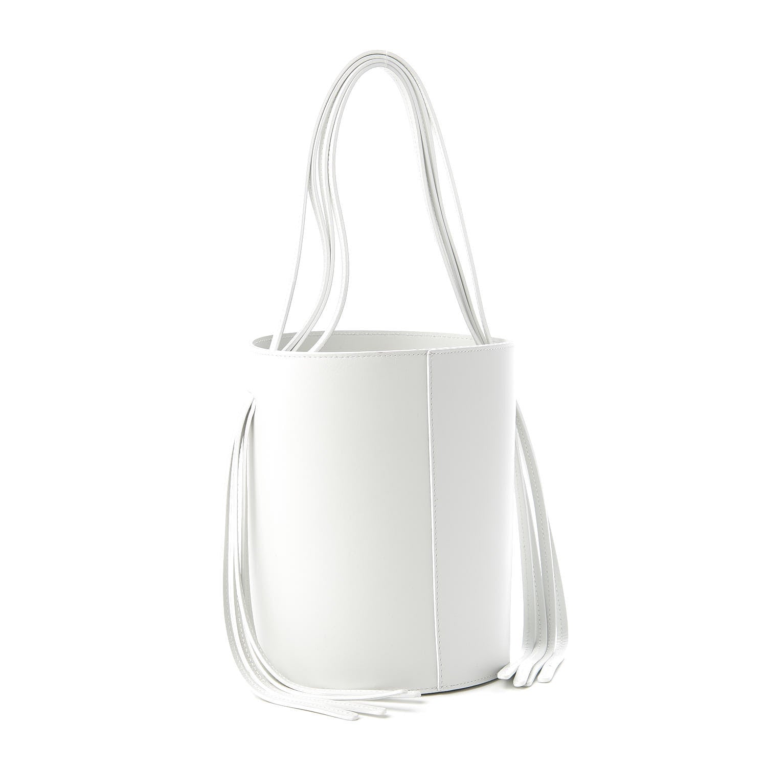 Mansur Gavriel Calfskin Fringe Bucket Bag White 3 of 9