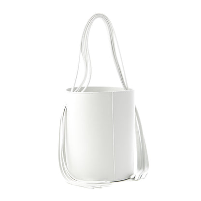 Mansur Gavriel Calfskin Fringe Bucket Bag White 3 of 9