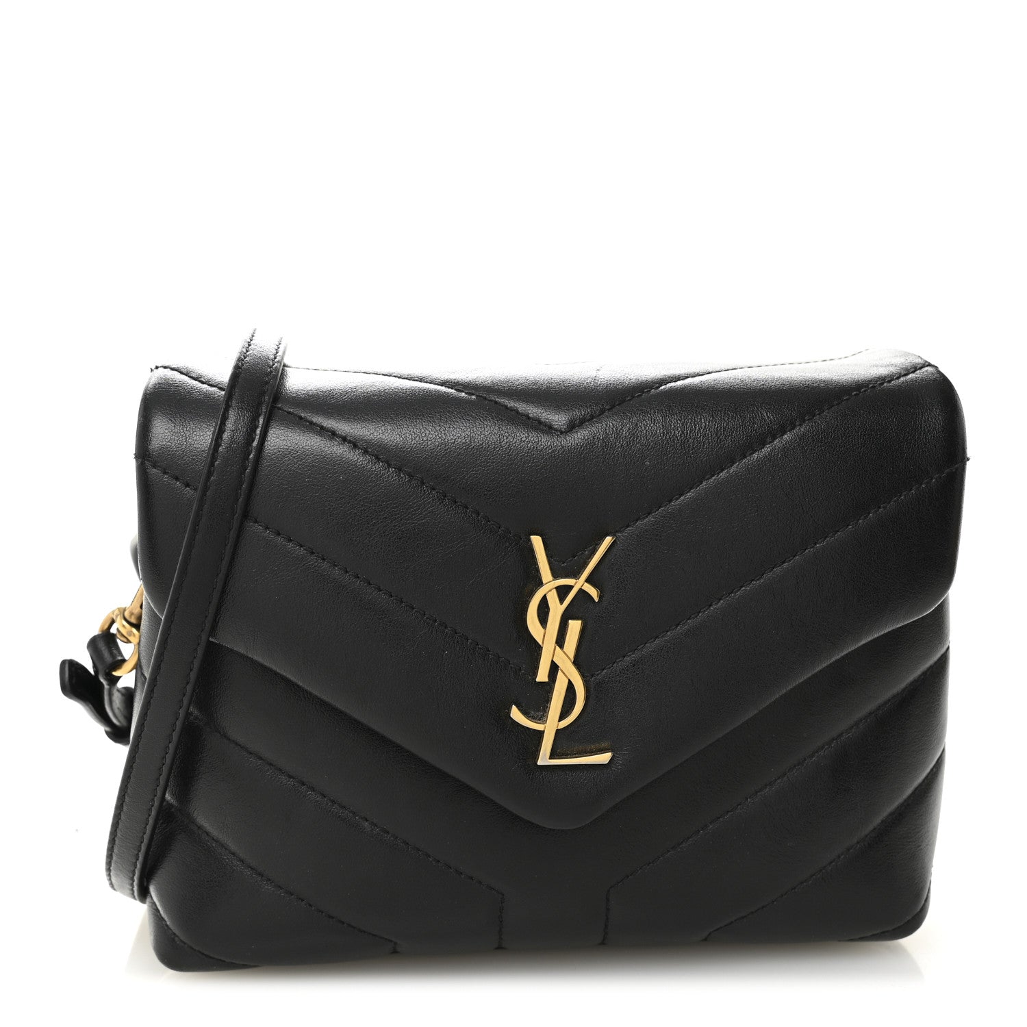 Saint Laurent Calfskin Y Quilted Monogram Toy Loulou Crossbody Bag Black 1 of 13