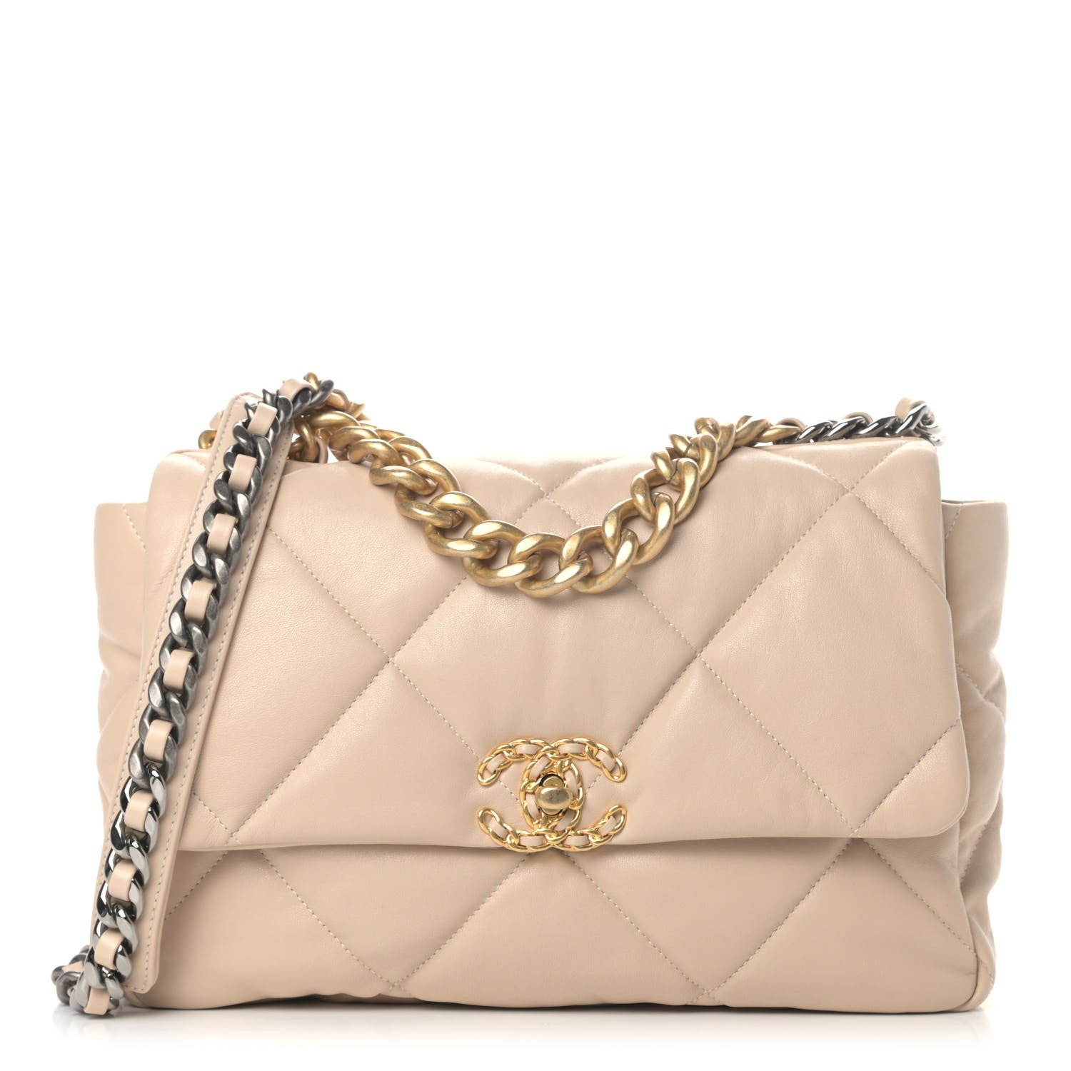 Chanel Goatskin Quilted Large Chanel 19 Flap Beige 1 of 4