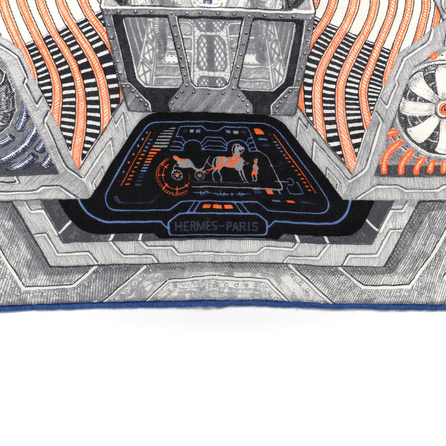 Hermes Cashmere Silk Galaxy Scarf 100 Gris Anthracite Orange 2 of 5