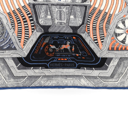Hermes Cashmere Silk Galaxy Scarf 100 Gris Anthracite Orange 2 of 5