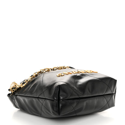 Chanel Shiny Calfskin Quilted Pearl CC Chain Mini Chanel 22 Black 4 of 11