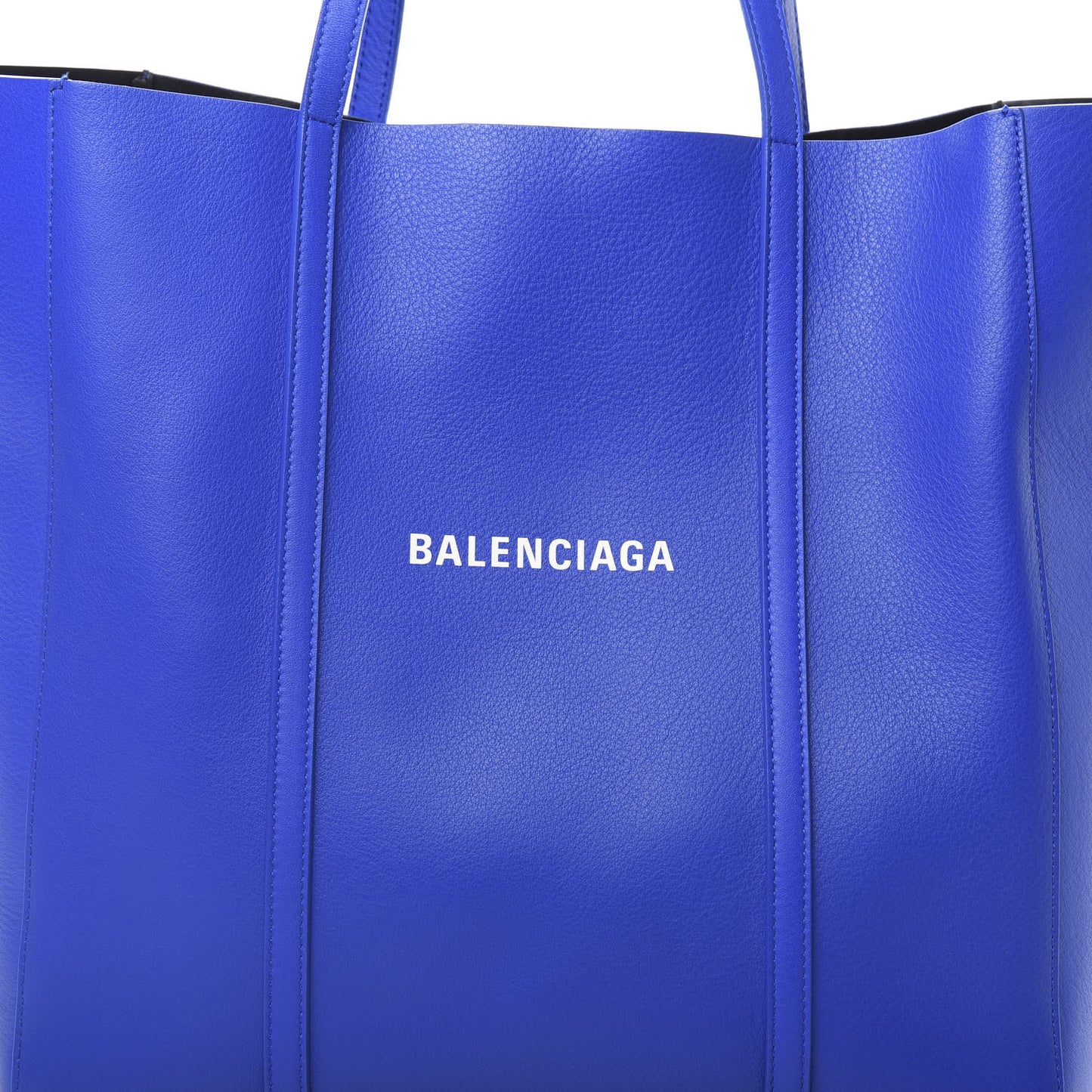 Smooth Calfskin Logo Double Sided Small Everyday Tote Bleu Prim Black