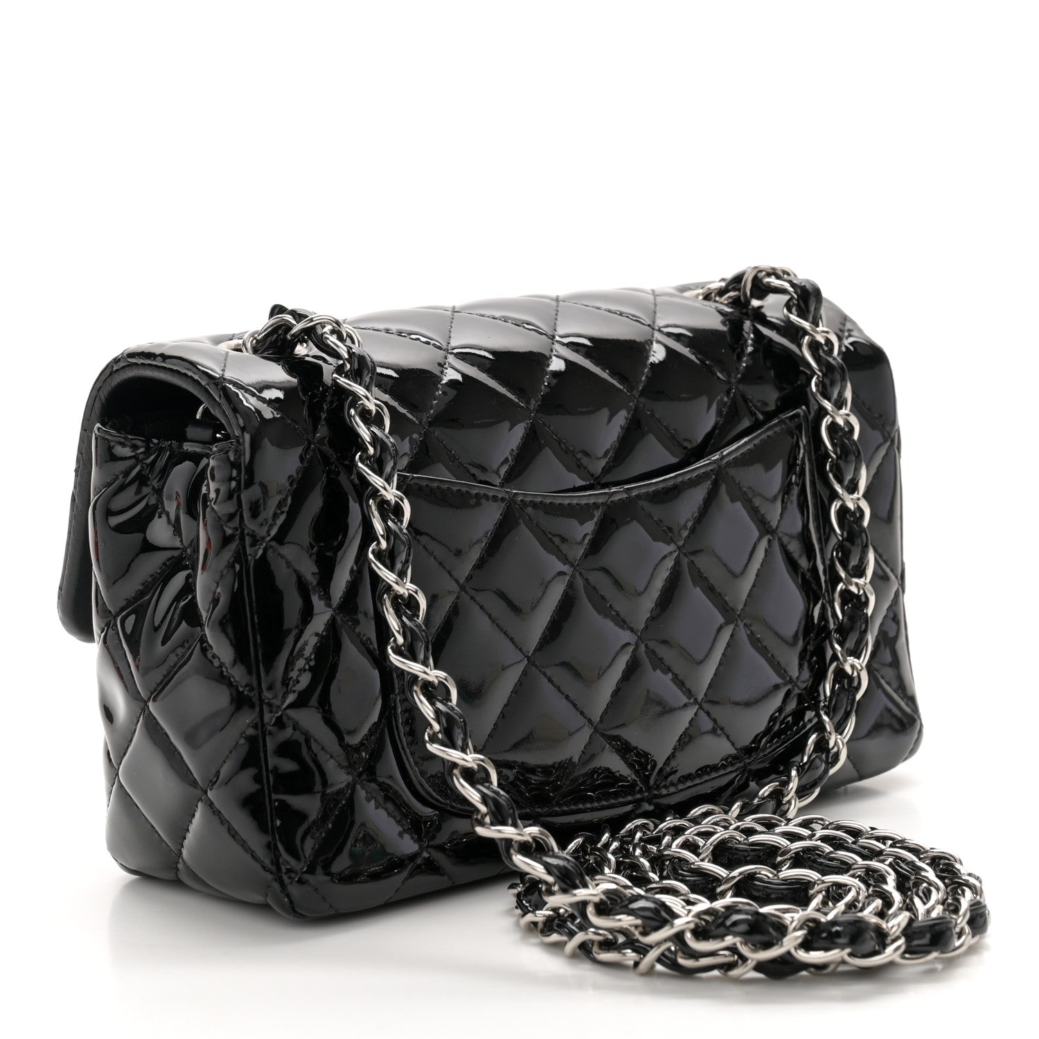 Chanel Patent Calfskin Quilted Mini Rectangular Flap Black 3 of 11