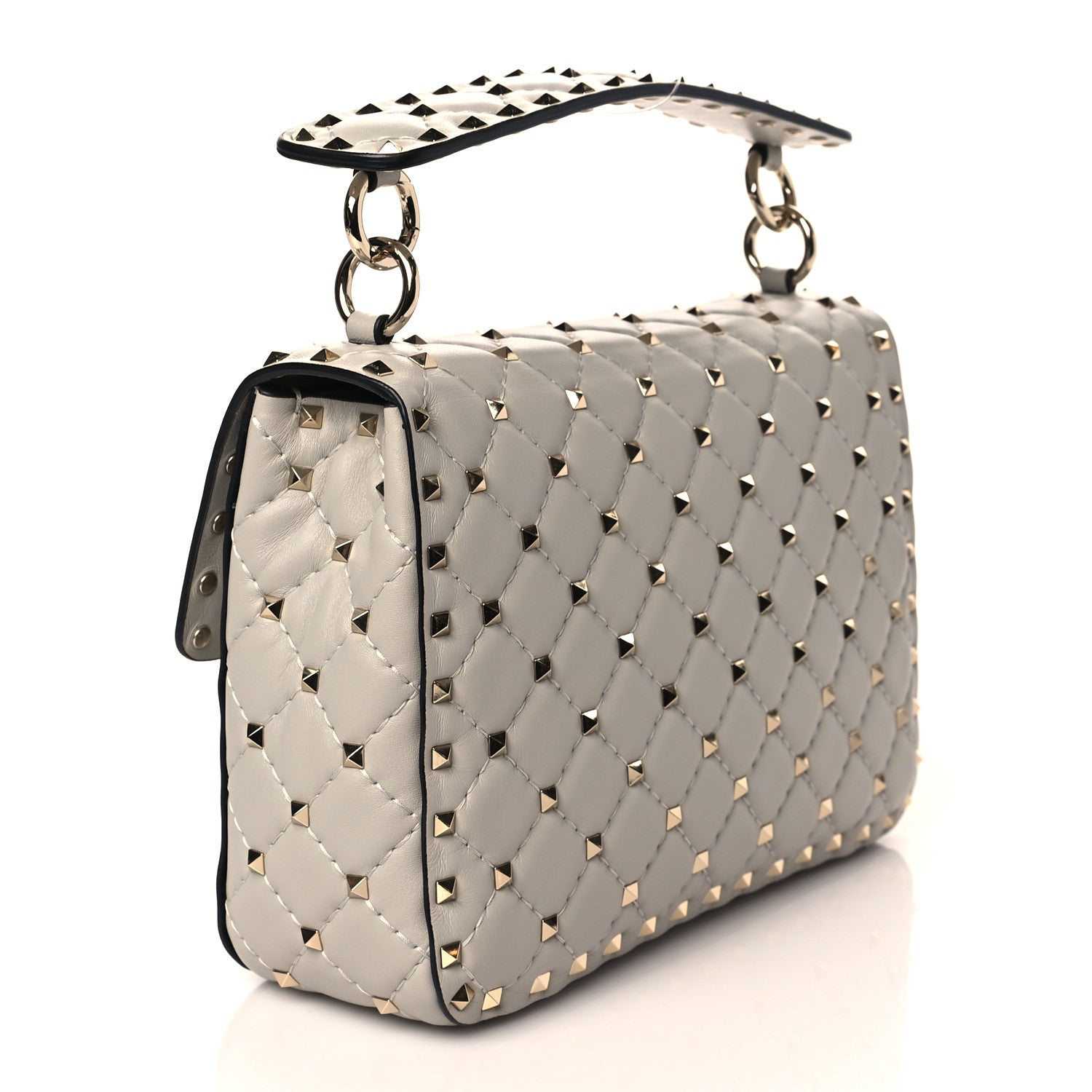 Valentino Garavani Nappa Medium Rockstud Spike Shoulder Bag Pastel Grey 3 of 9