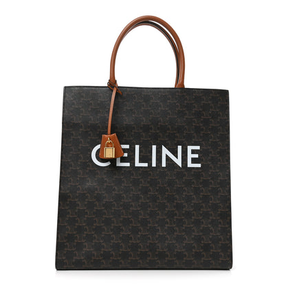 Celine Triomphe Canvas Calfskin Large Vertical Cabas Tan 1 of 9