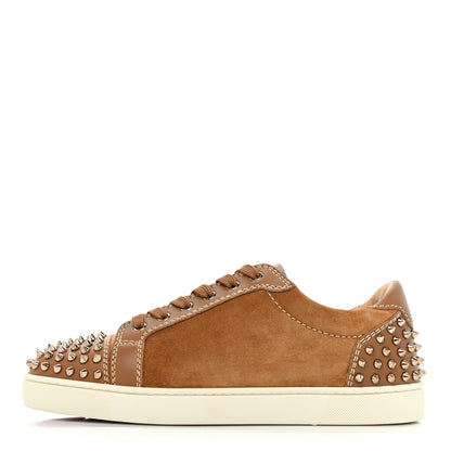Christian Louboutin Suede Calfskin Mens Louis Junior Spikes Orlato Flat Sneakers 42 Brown 1 of 11