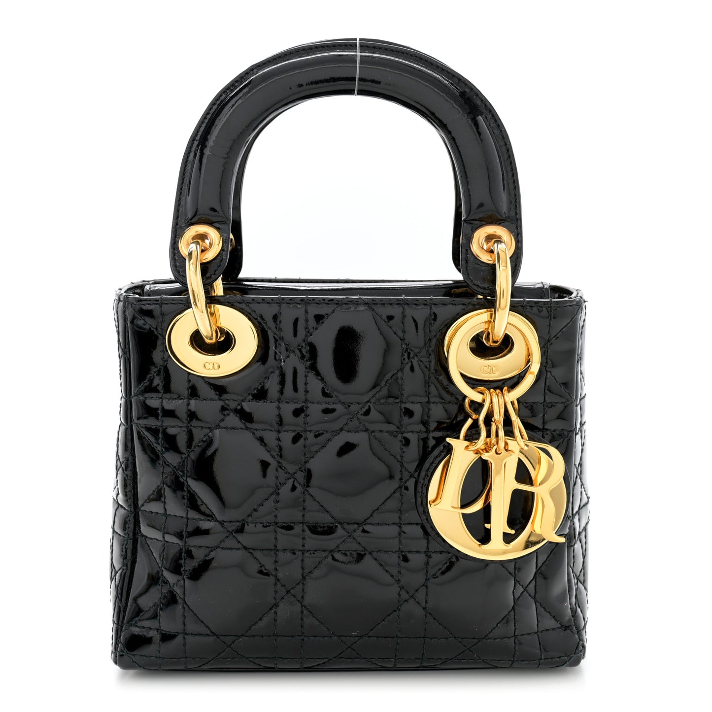 Patent Cannage Mini Lady Dior Black