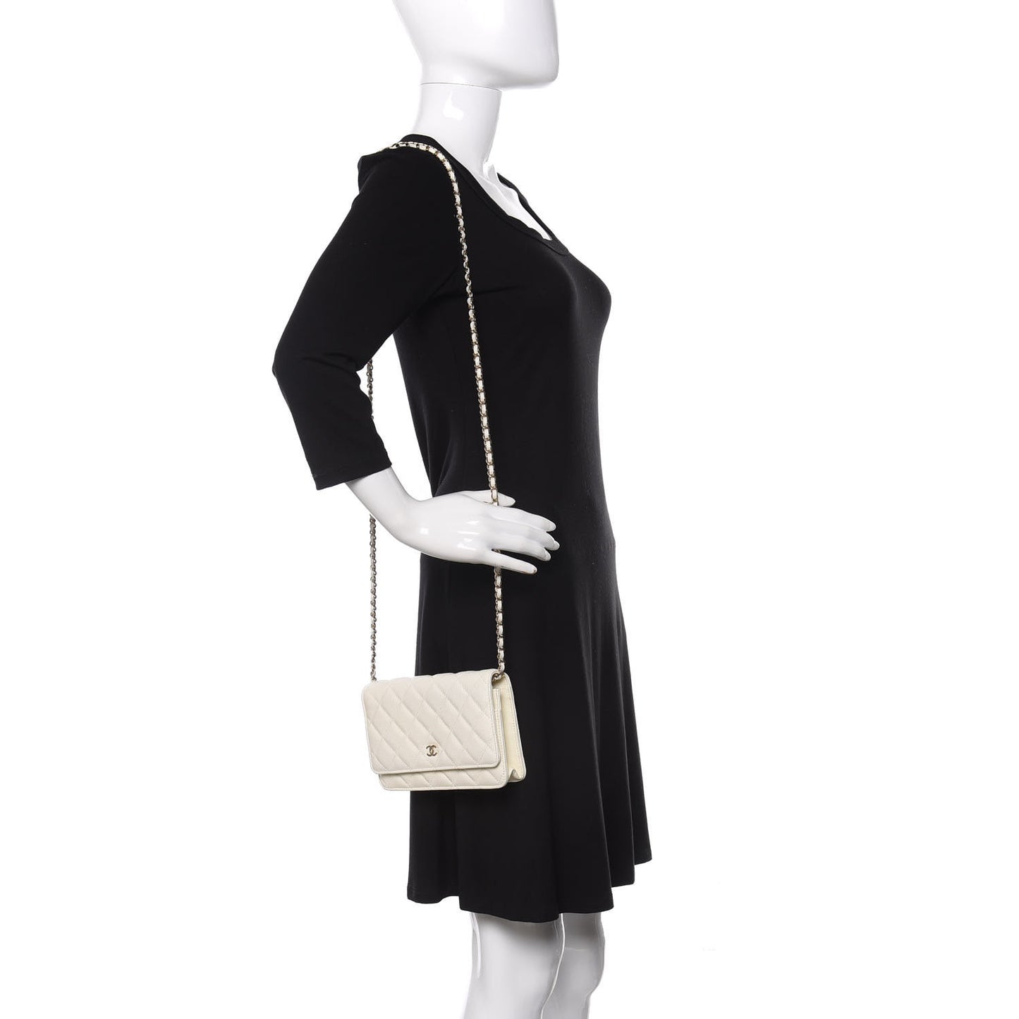 Caviar Quilted Wallet On Chain WOC White