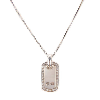 David Yurman Sterling Silver Mother Of Pearl Diamond Small Dog Tag Necklace 1 of 7