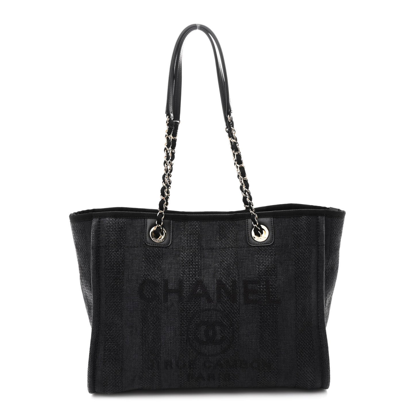 Mixed Fibers Striped Small Deauville Tote Black