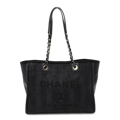 Chanel Mixed Fibers Striped Small Deauville Tote Black 1 of 10