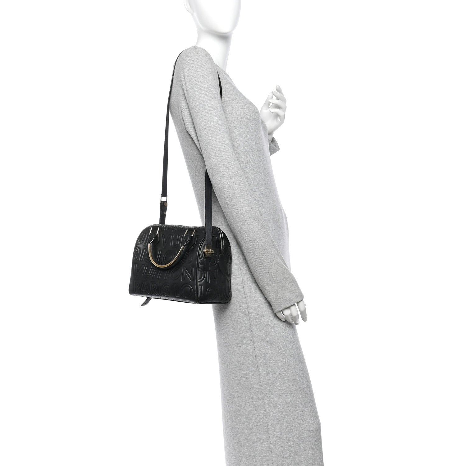 Louis Vuitton Calfskin Embossed Mini Cube Speedy Black 2 of 10