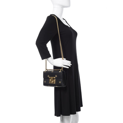 Gucci Grained Calfskin Bee Star Small Padlock Shoulder Bag Black 2 of 13