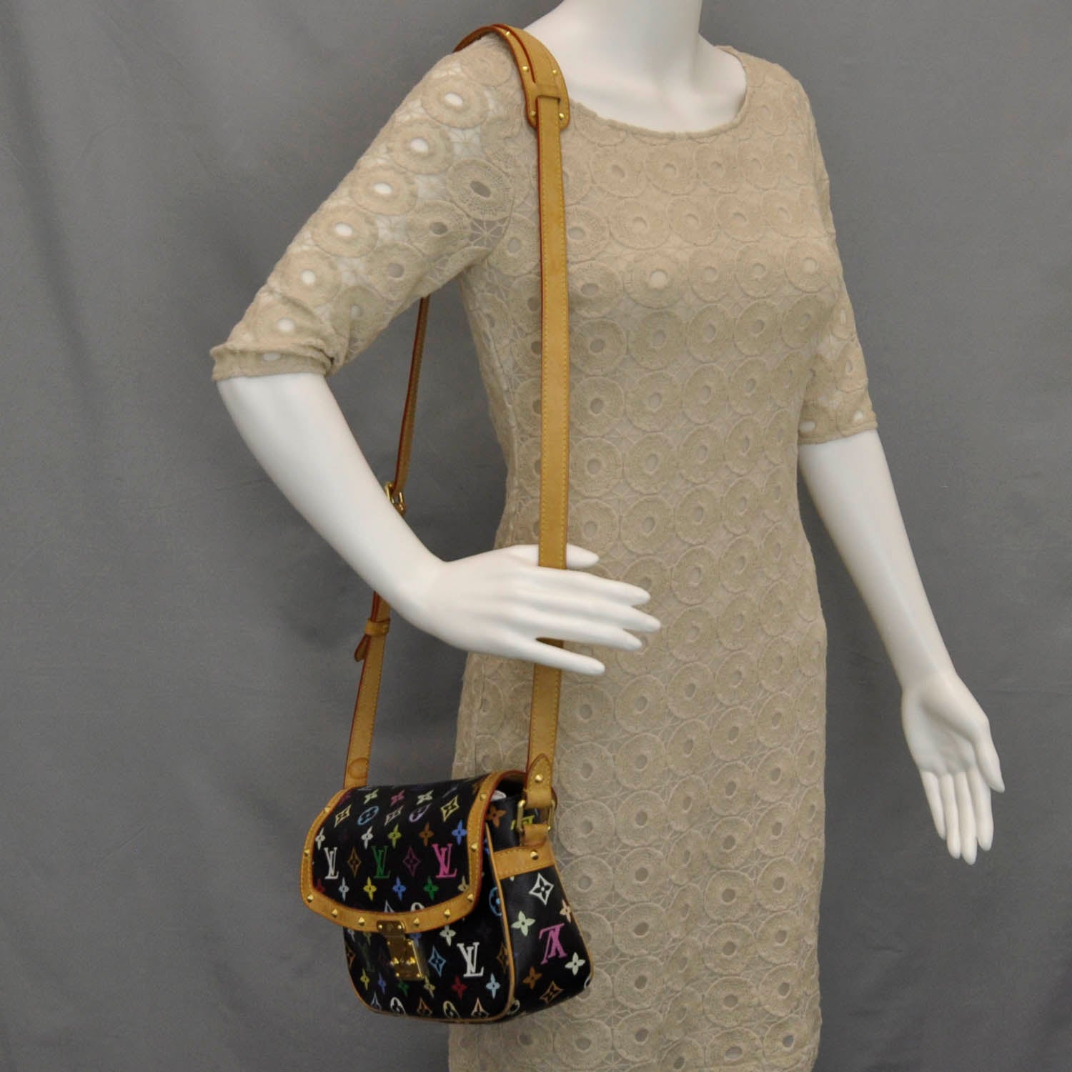 Louis Vuitton Monogram Multicolor Sologne Black 2 of 9