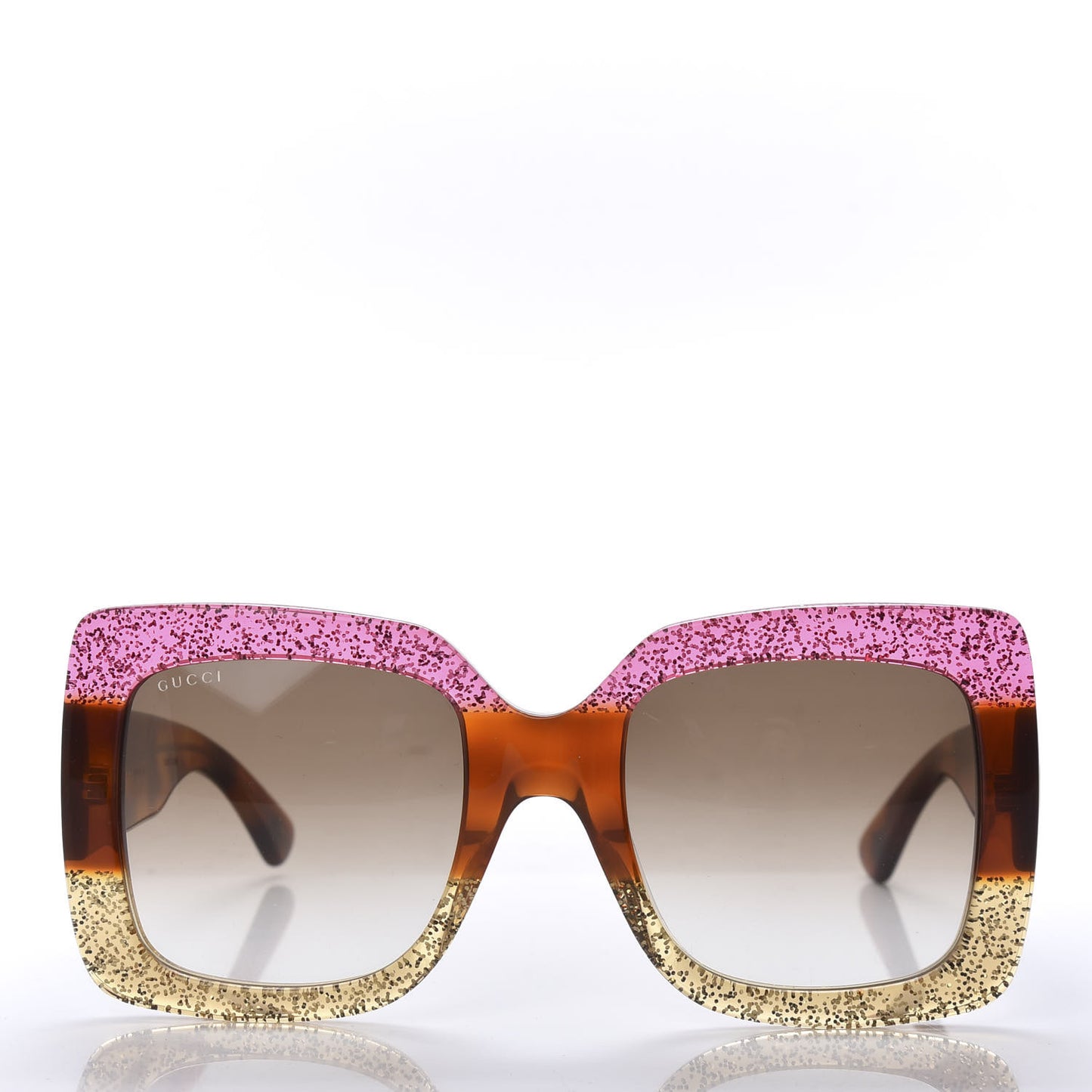 Acetate Square Frame Sunglasses GG0083S Glitter Pink Multi