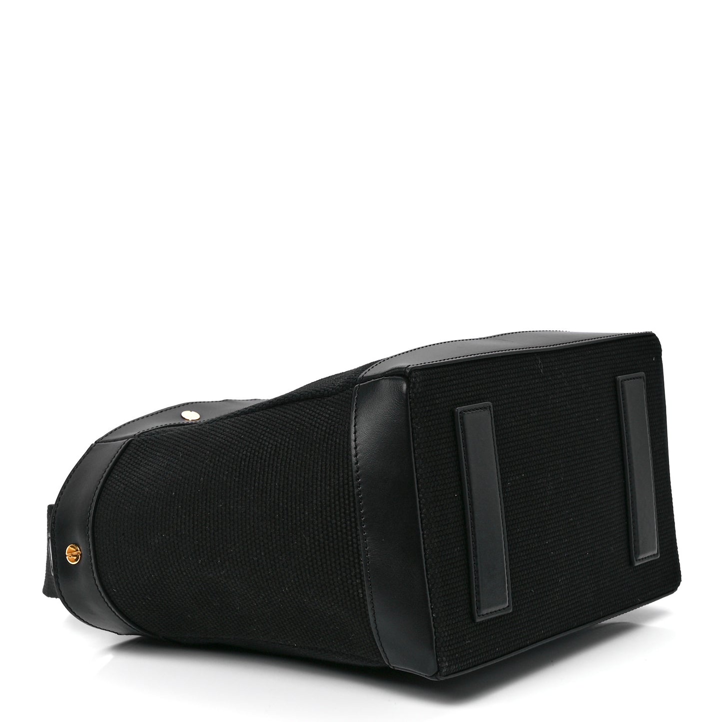 Canvas Calfskin Mini Logo Tote Black