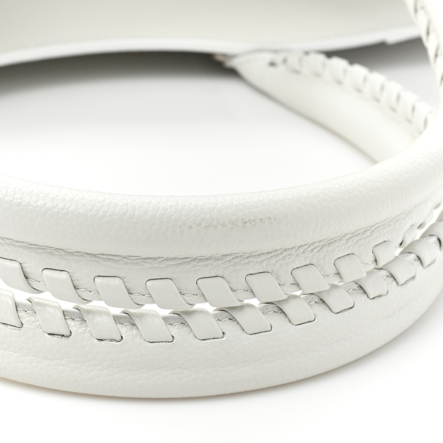 Grained Calfskin Neo Classic Silver Hardware Large Top Handle Bag White