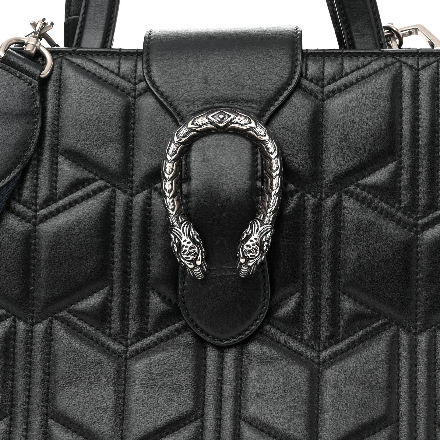 Calfskin Web Quilted Large Dionysus Tote Bag Black