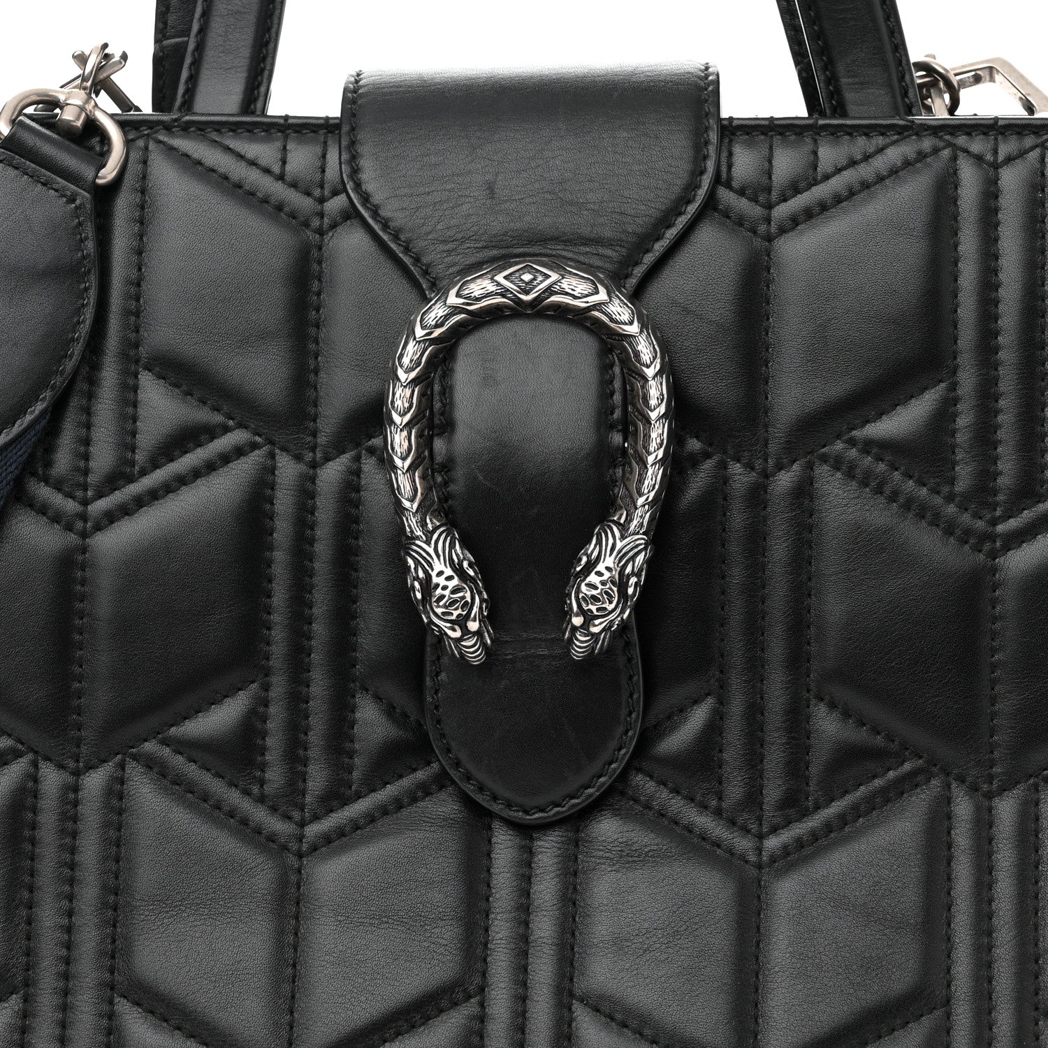 Gucci Calfskin Web Quilted Large Dionysus Tote Bag Black 8 of 10