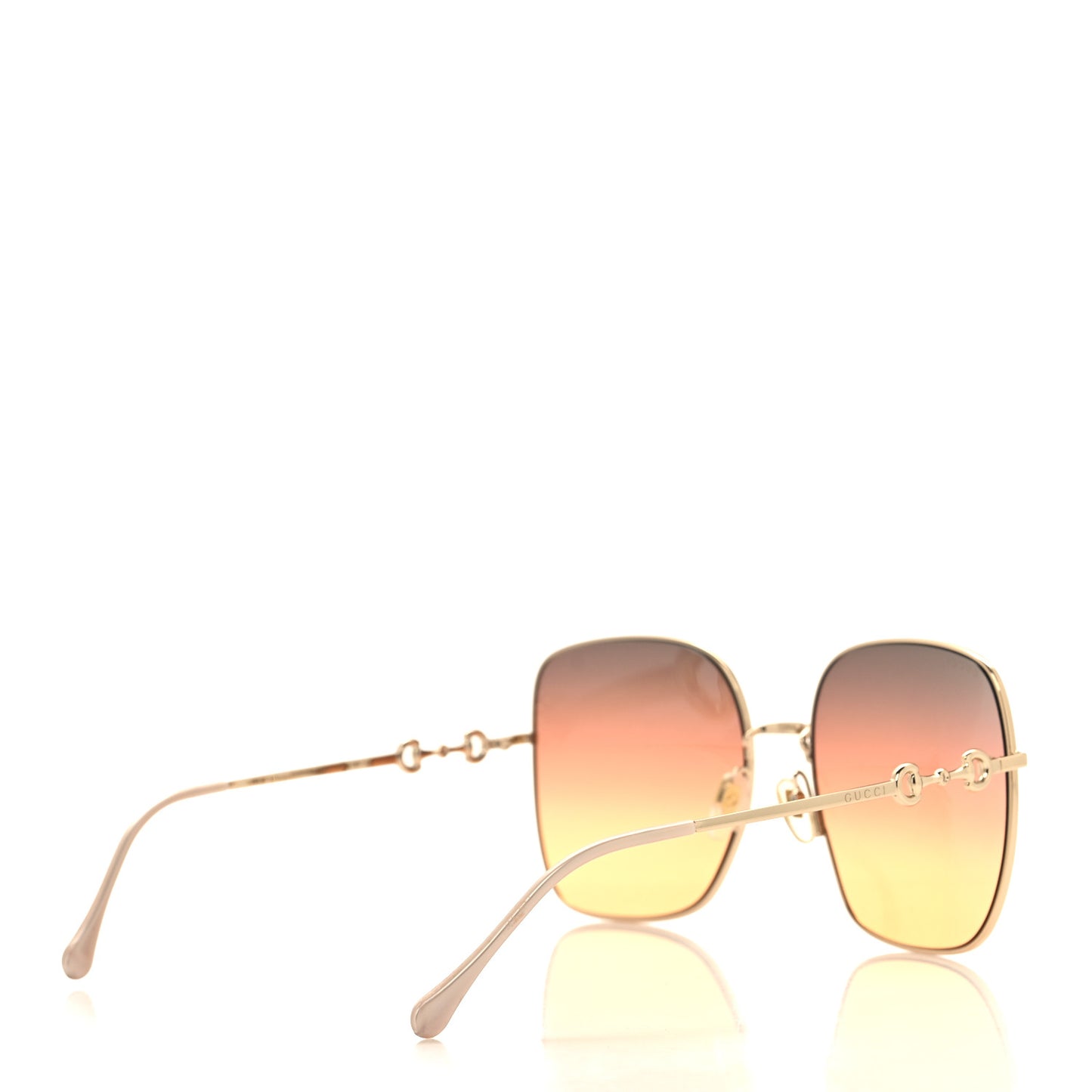 Metal Horsebit Square Frame Sunglasses GG0879S Gold