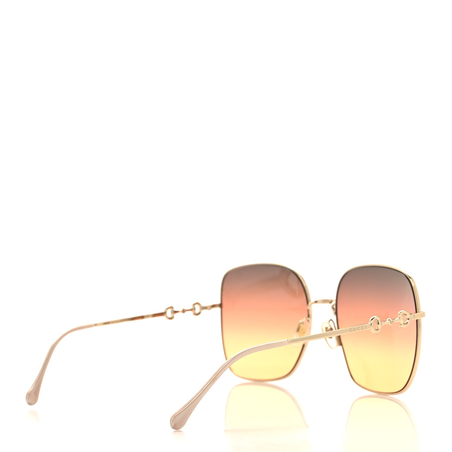 Gucci Metal Horsebit Square Frame Sunglasses GG0879S Gold 4 of 7