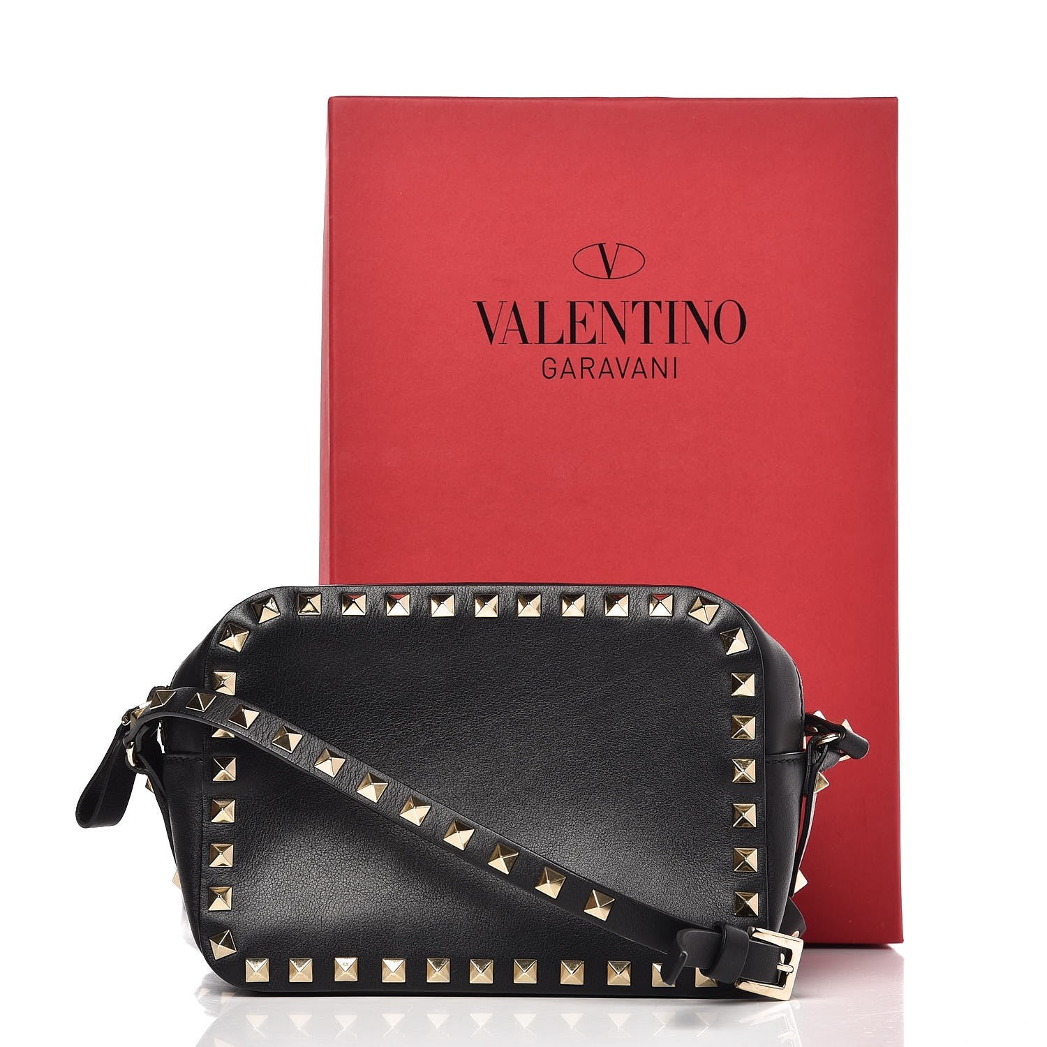 Valentino Garavani Calfskin Rockstud Camera Crossbody Bag Black 8 of 8