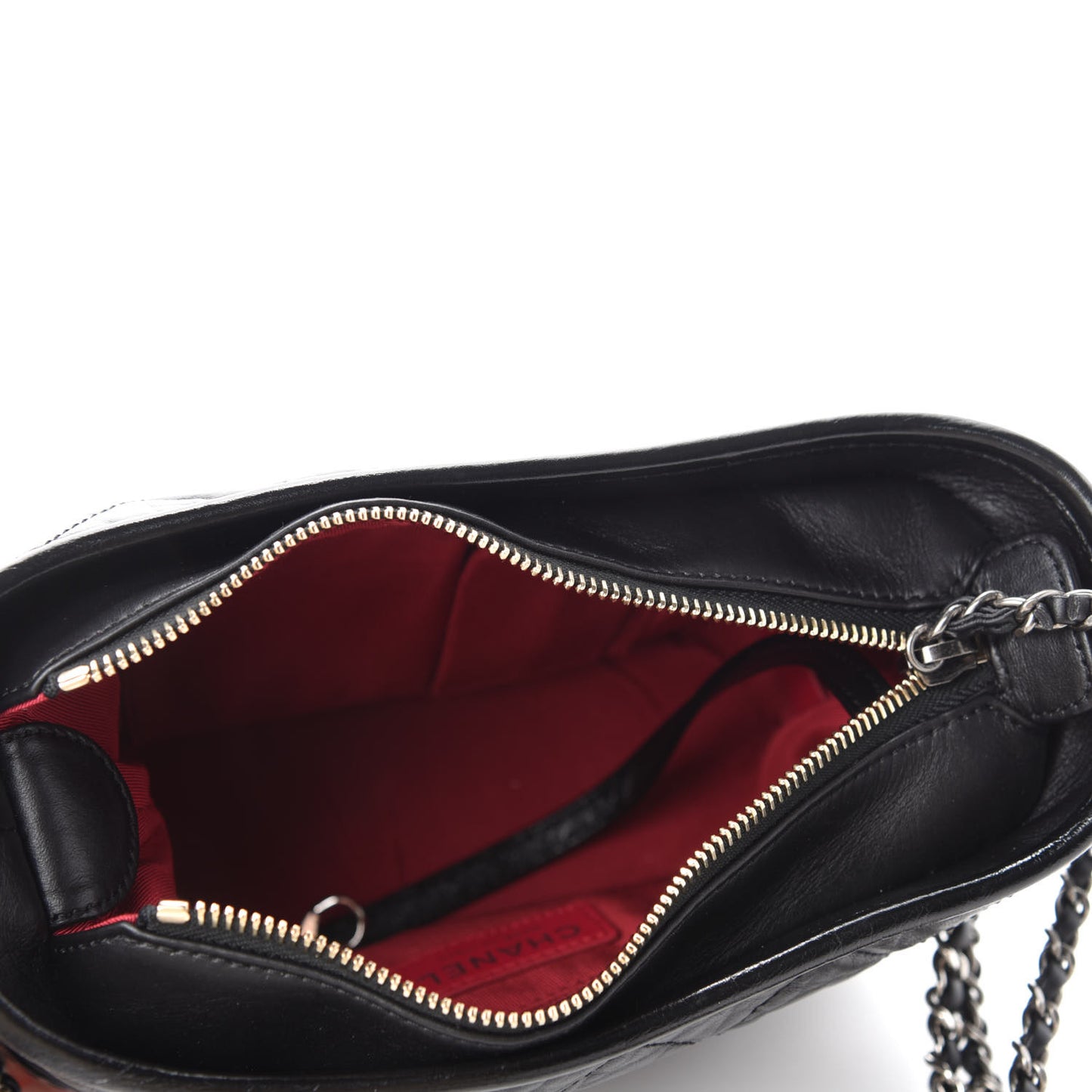 Aged Calfskin Quilted Small Gabrielle Hobo Black