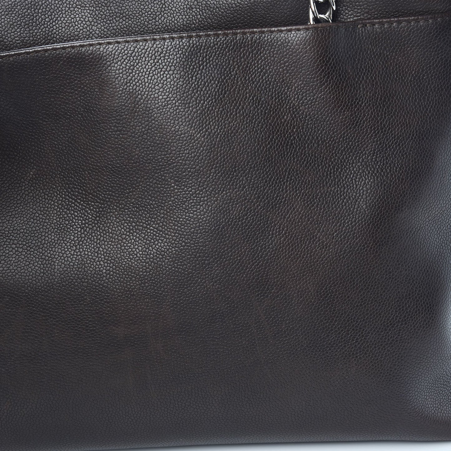 Caviar Large CC Tuck Tote Dark Brown